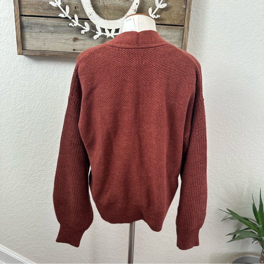 GAP cotton Cozy Knit Cardigan in Rust brown ladies size Large‎ NWT - Picture 2 of 7